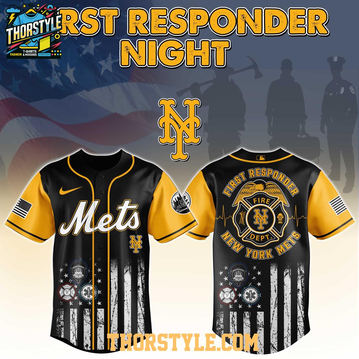 New York Mets MLB Fire Dept Honor 2025 First Responders Night Baseball Jersey 