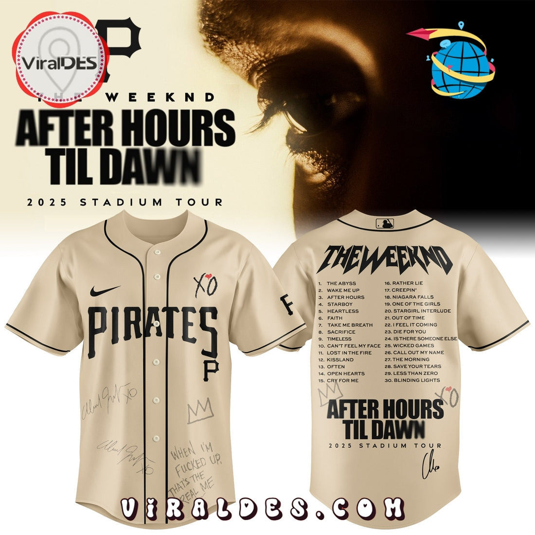 Pittsburgh Pirates x The Weeknd After Hours Til Dawn Baseball Jersey