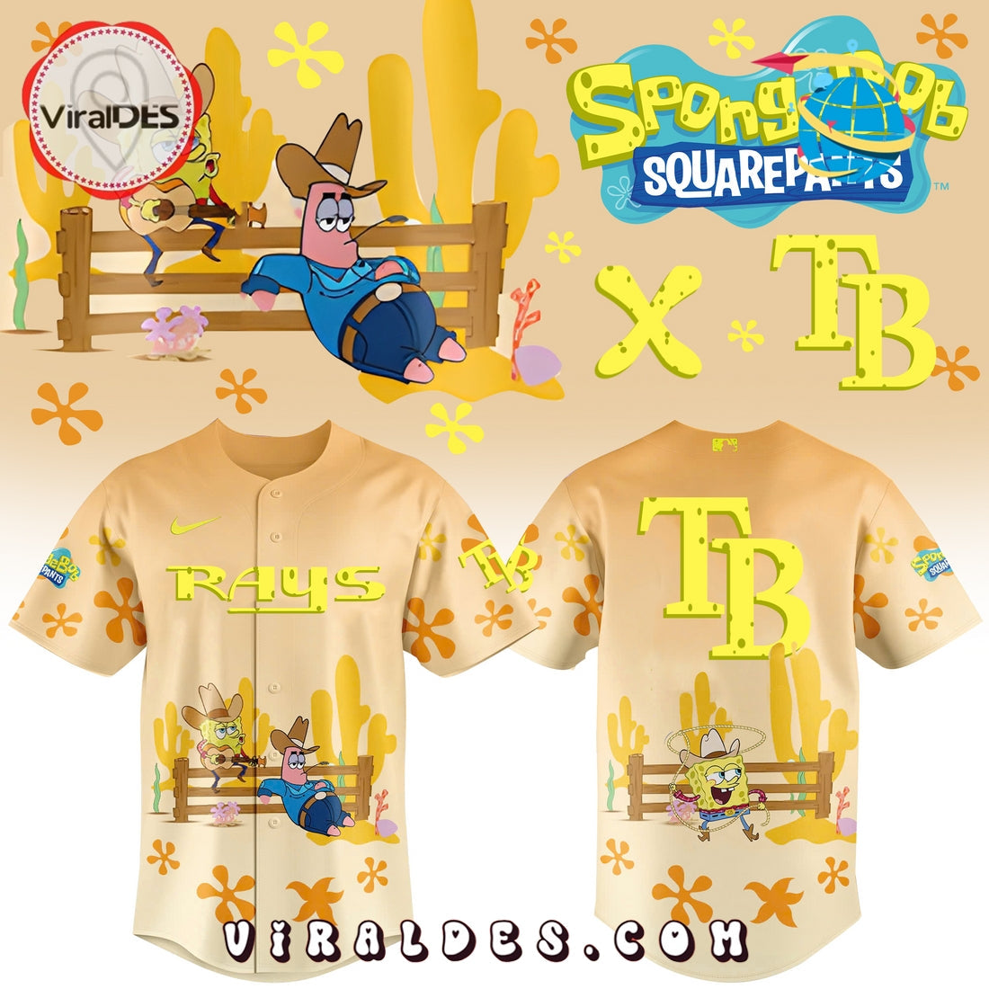 Spongebob Squarepants MLB Texas Rangers Baseball Jersey